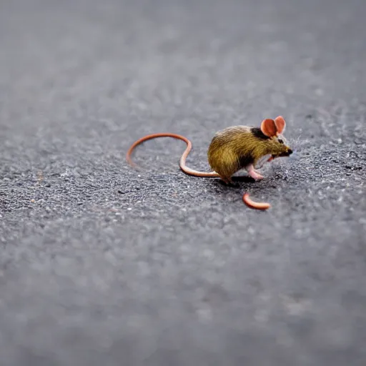 Prompt: mouse on bicycle, macro shot,