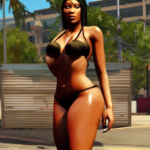 Image similar to megan thee stallion as gta V artwork, detailed