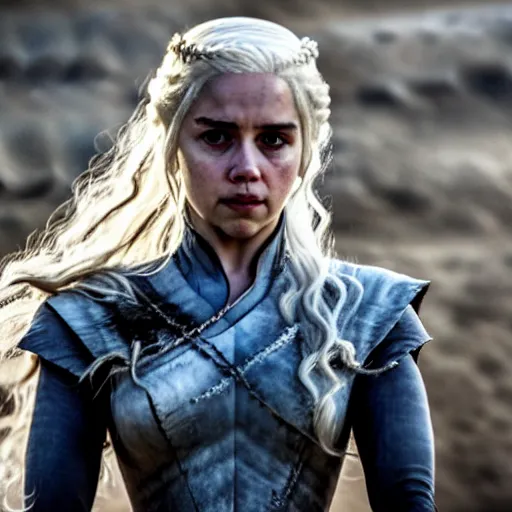 Image similar to a selfie of daenerys targaryen played by scarlett johansson, medium shot, detailed eyes,