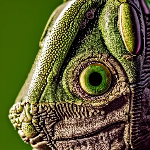 Prompt: macro of an alien grasshopper face