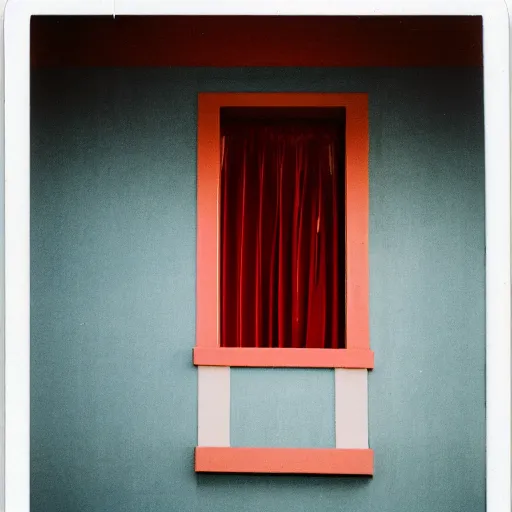 Prompt: Polaroid Medium Shot portrait of a very well-dressed old lady in a balcony of a red hotel, photo made by Wes Anderson award winning, 4K