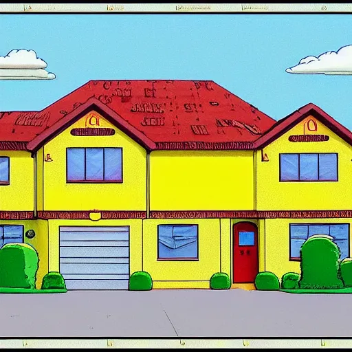 Image similar to realistic render of the simpsons house indoor, XF IQ4, 150MP, 50mm, f/1.4, ISO 200, 1/160s, natural light, Adobe Photoshop, Adobe Lightroom, DxO Photolab, Corel PaintShop Pro, rule of thirds, symmetrical balance, depth layering, polarizing filter, Sense of Depth, AI enhanced