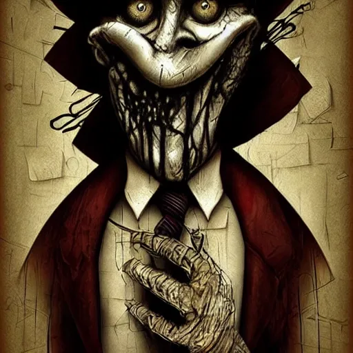 Image similar to surrealism grunge cartoon portrait sketch of Jigsaw, by michael karcz, loony toons style, freddy krueger style, horror theme, detailed, elegant, intricate