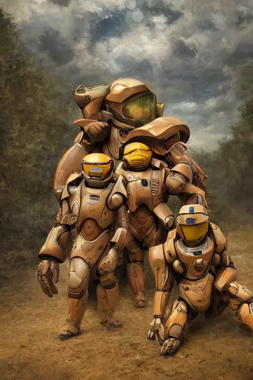 Image similar to dugtrio pokemon playing as master chief, oil on canvas, intricate, 8 k highly professionally detailed, hdr, cgsociety