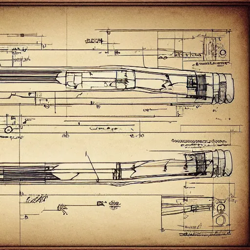 Prompt: lightsaber blueprint by da vinci