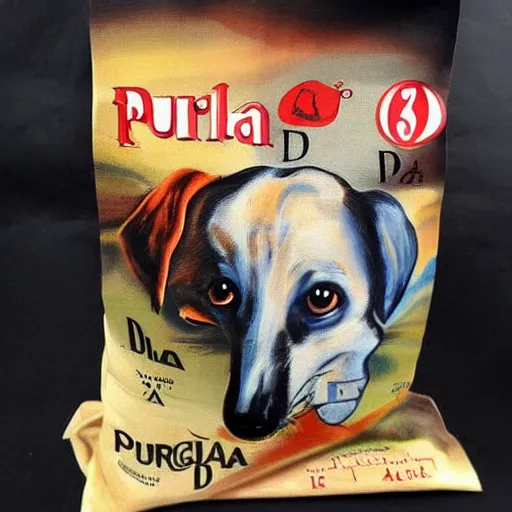 Prompt: bag of purina dog food painted by salvador dali