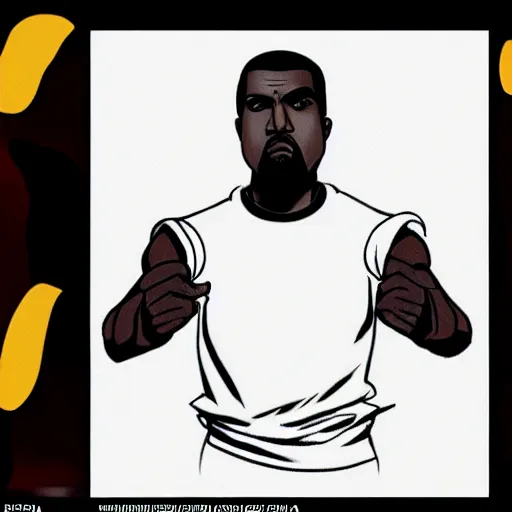 Image similar to kanye west drawn in the style of my hero academia