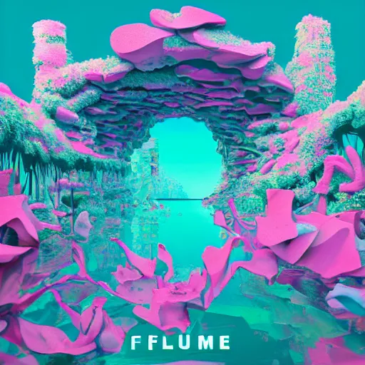 Image similar to flume album cover art, 4 k render, jnathan zawada