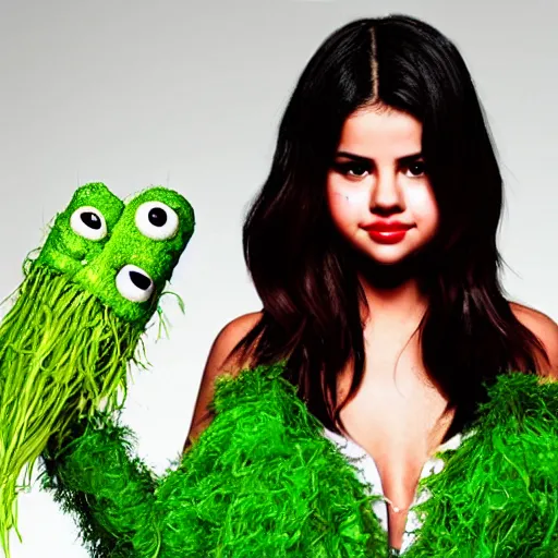 Image similar to selena gomez as celery monster