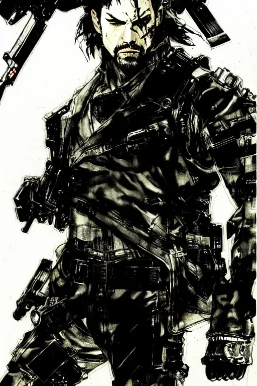 Prompt: billy butcher in metal gear concept art, rough sketch, by yoji shinkawa