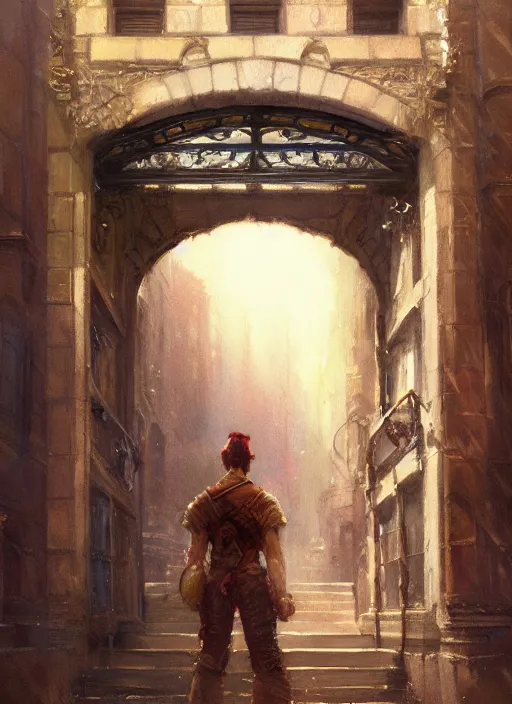 Image similar to new york apartment entrance, wreath on door, artwork by gaston bussiere, craig mullins, trending on artstation