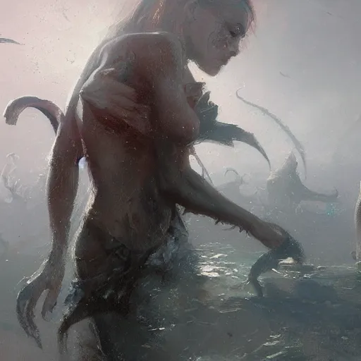 Image similar to innsmouth, painted by raymond swanland, painted by greg rutkowski, painted by jeremy mann, painted by igor kieryluk, trending on artstation