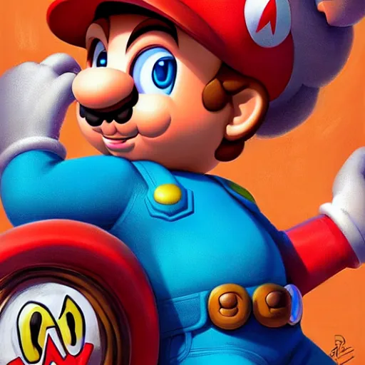 Image similar to super mario portrait, Pixar style, by Tristan Eaton Stanley Artgerm and Tom Bagshaw.