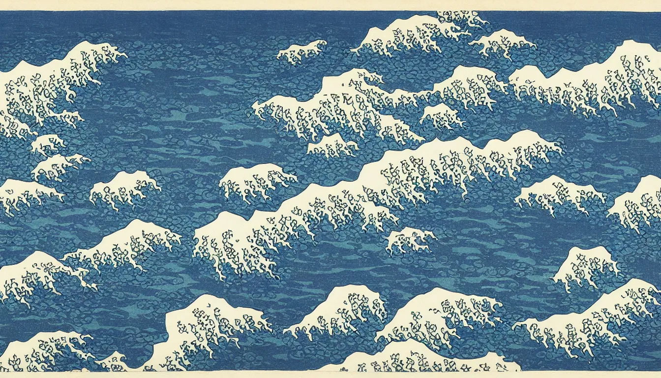 Prompt: oregon coast by hokusai