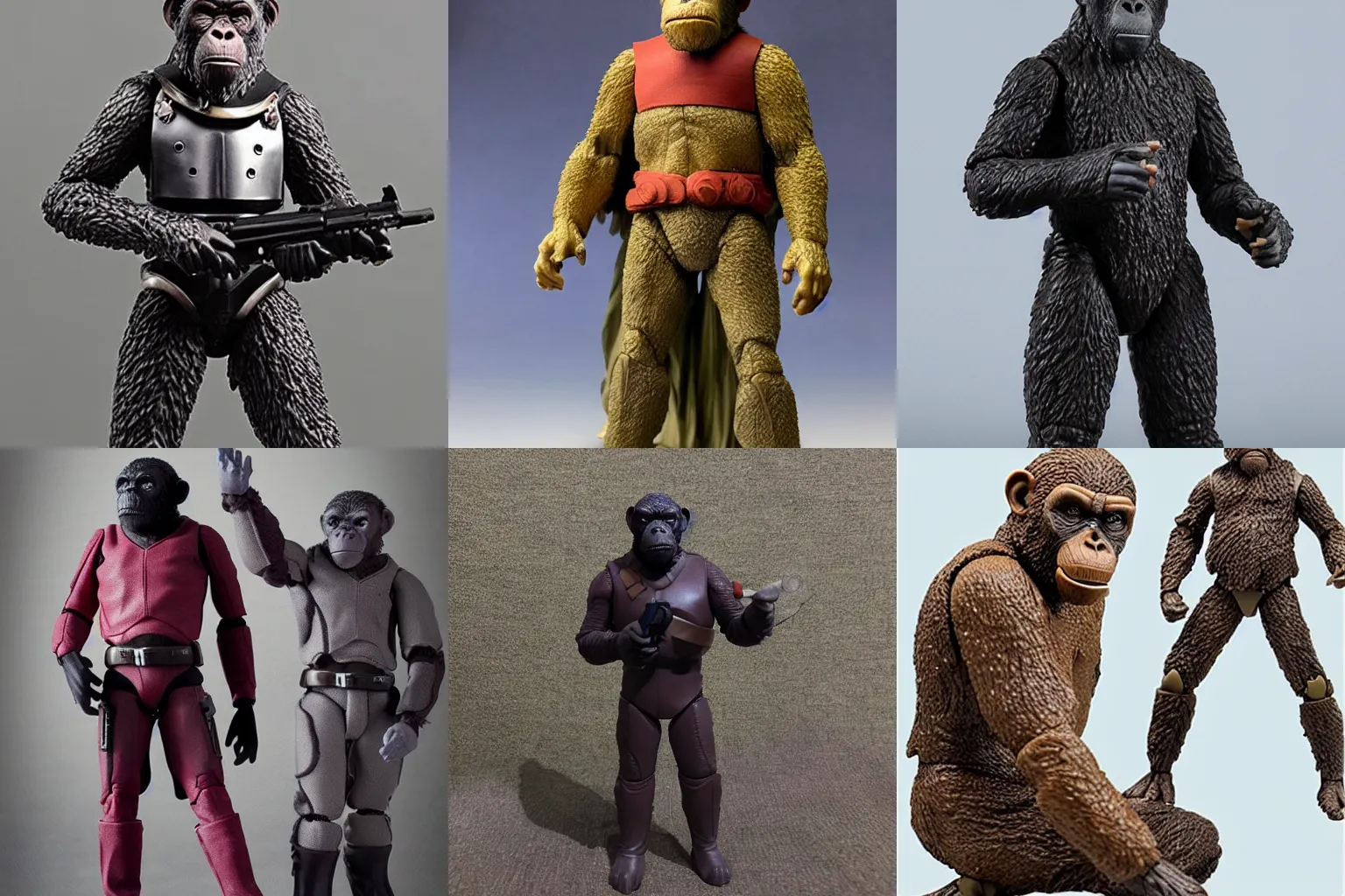 Prompt: Cornelius Planet of the Apes action figure, PVC posable figure