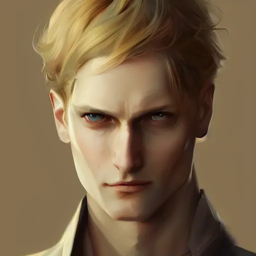 Image similar to johan liebert, digital art by Mandy Jurgens and Irina French and Heraldo Ortega , hyperdetailed, artstation, cgsociety