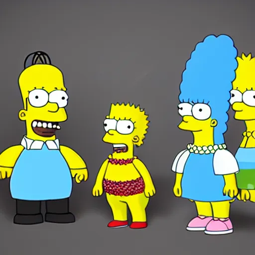 Image similar to christina hendricks as the simpsons characters, 3 d render, blender,