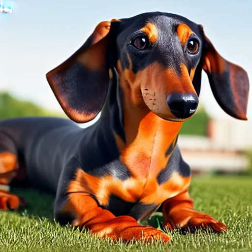 Image similar to realistic photo of a 1000 foot long dachshund dog