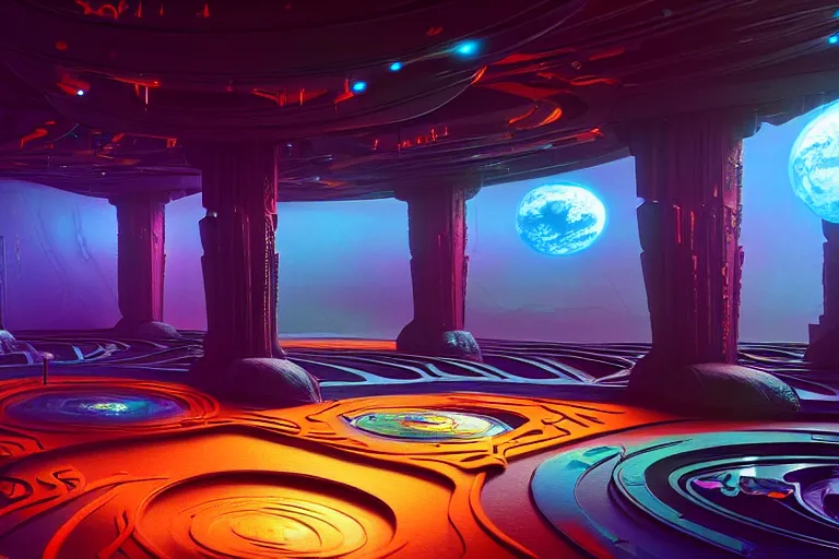 Image similar to a beautiful painting of an elaborate utopian sci - fi scene painted by hr giger and lisa frank, detailed, unreal engine, 4 k octane render, volumetric lighting, shadows, reflections