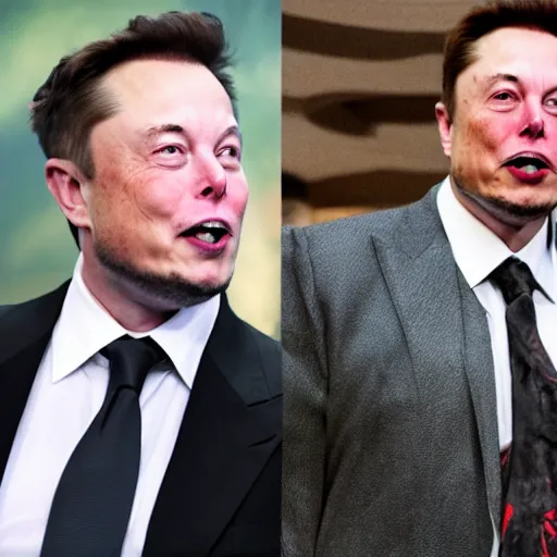 Image similar to elon musk with rhino horn angry