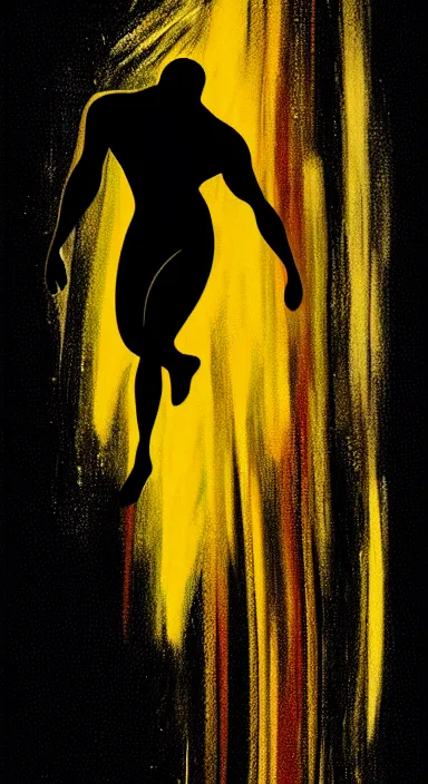 Prompt: black background abstract, a thin, athletic physique man's body made of abstract, thick flowing dramatic bright brush strokes, no face, strong wind, matte colors, impressionist, extreme motion, trending on artstation