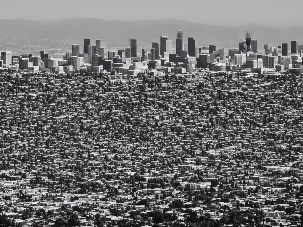 Image similar to “A black and white 28mm photo of Los Angeles”