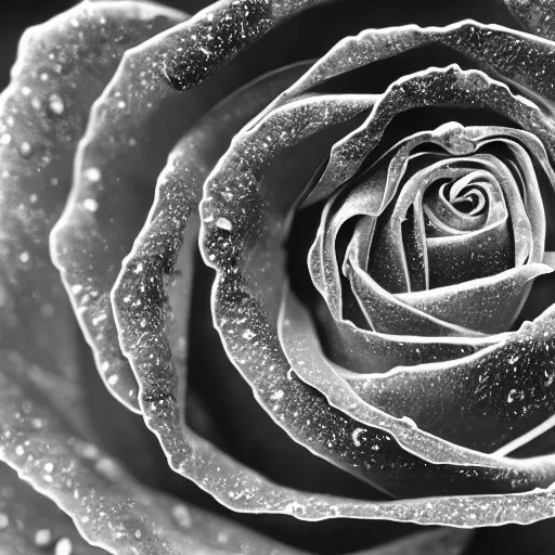 Image similar to award - winning macro of a beautiful black rose made of glowing molten magma