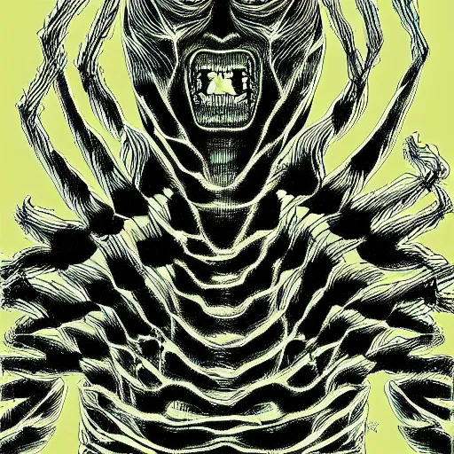 Image similar to uncanny digital art of a cryptid in the style of trevor henderson and junji ito