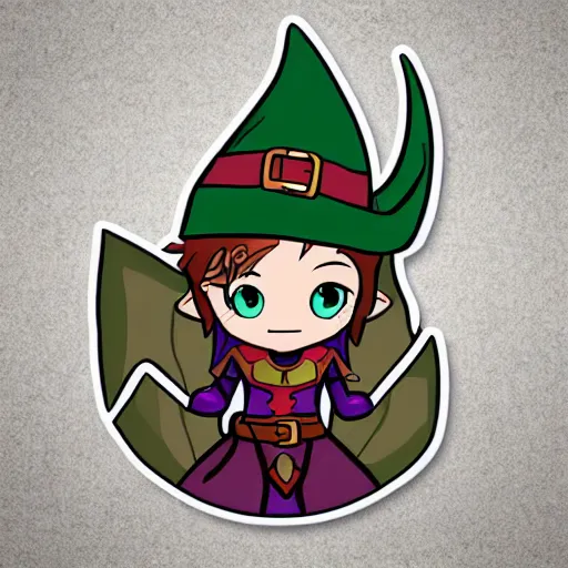 Image similar to cute d & d elf warlock character sticker