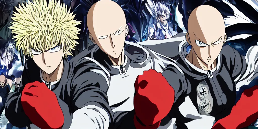 Image similar to a photo of the side of anime one punch man face close up, anime,