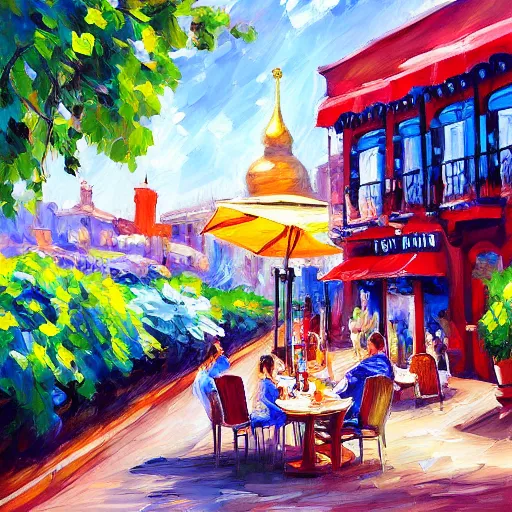 Prompt: a summer day spent (drinking tequila at the russian tea room), Aenami Alena, Afremov Leonid