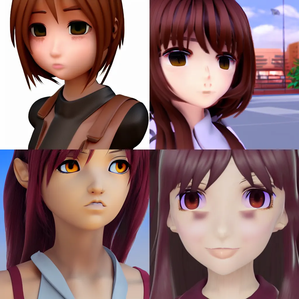 Prompt: generic vtuber avatar, close up, brown hair, 3d rendering