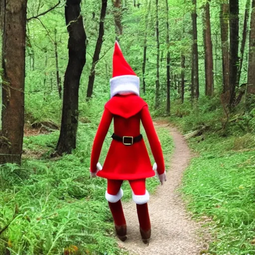 Image similar to an elf walking into the woods