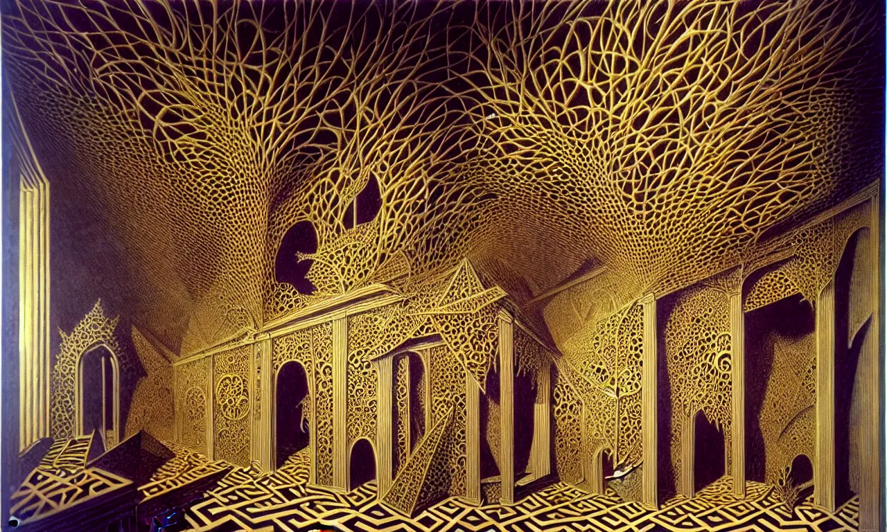 Prompt: 1 building, jungle, kirigami, dichromatism, paradox, volumetric light, insanely detailed and intricate, hypermaximalist, elegant, ornate, hyper realistic, super detailed, by remedios varo uranga aw 8 df 7 9 g