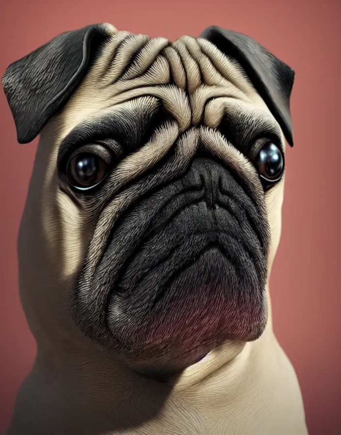 Image similar to a pug dog morphed with Boris the animal, intricate artwork by artstation. octane render, cinematic, hyper realism, 8k, depth of field.