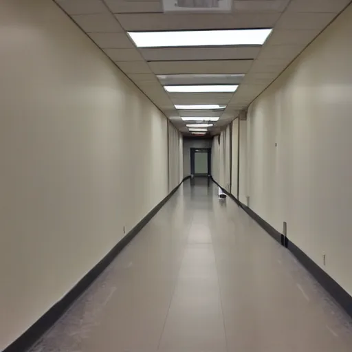 Prompt: an empty office hallway, craigslist photo