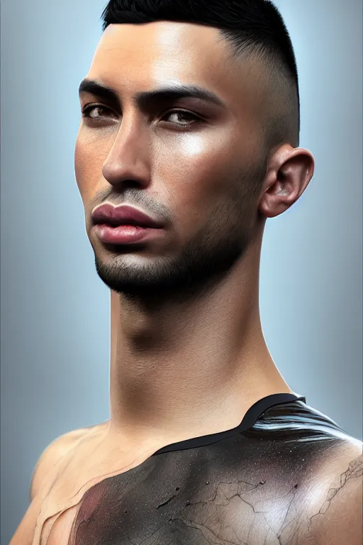 Prompt: epic professional digital art of stunningly handsome mixed race male starship personal trainer, by leesha hannigan, iris van herpen, artstation, cgsociety, wlop, epic, much wow, much detail, gorgeous, detailed, masterpiece