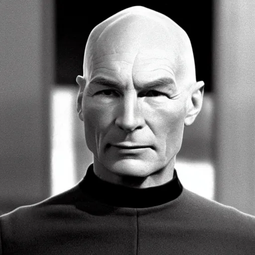 Image similar to captain picard with wavy hair