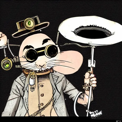 Prompt: a rat with steampunk googles, by Eiichiro Oda