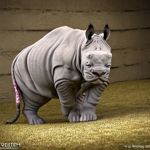 Image similar to a feline cat - rhino - hybrid, animal photography