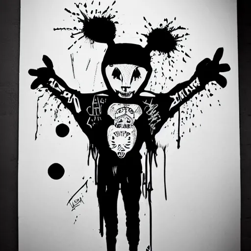 Image similar to die antwoord zef design black and white color scheme, graffiti