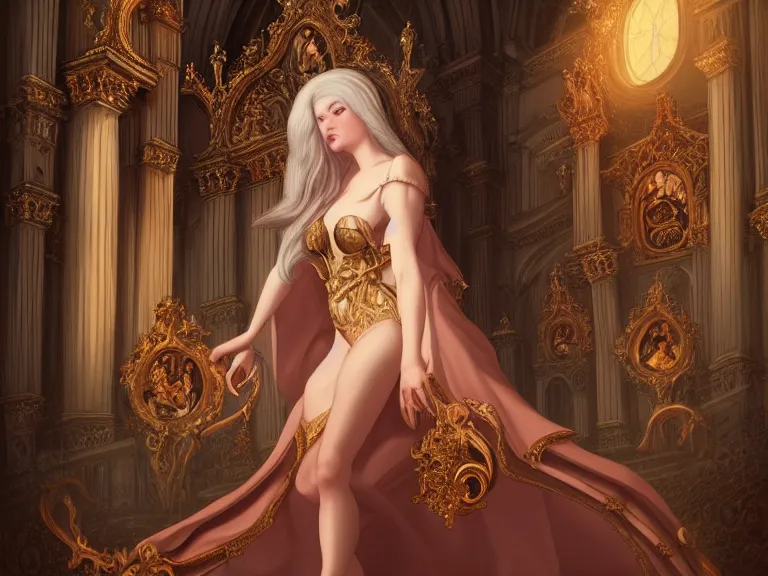 Image similar to full body portrait of a woman styled after a baroque cathedral 🍑, fantasy artwork, award winning, very very very very very very very beautiful scenery, artstation