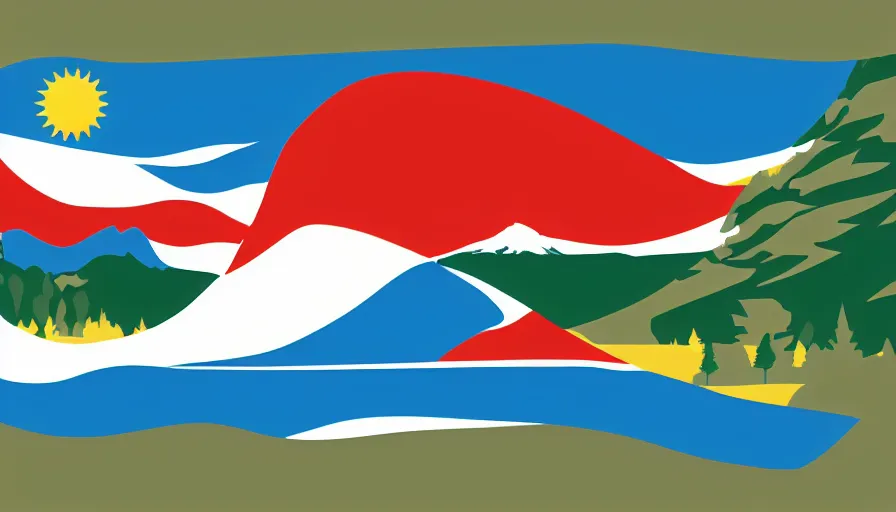 Image similar to A minimalist flag representing Idaho's Salmon River mountain valley, vector graphic, vexillology, cobalt and white color scheme,