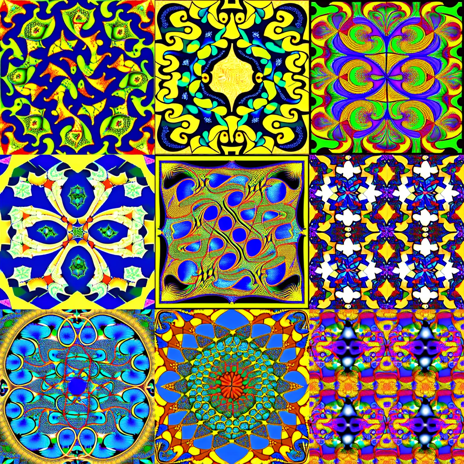 Prompt: the see horse valley, a penrose tiling, hyperbolic, fractal