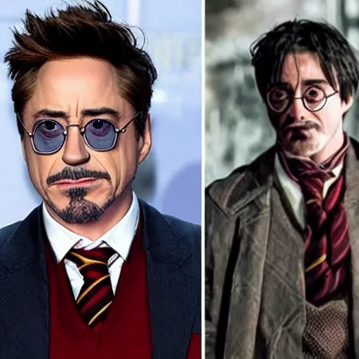 Prompt: Robert Downey Jr as Harry Potter