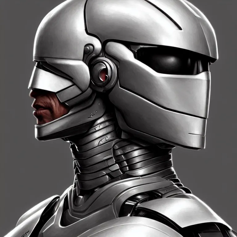 Image similar to portrait of robocop, elegant, real life skin, intricate artwork, high detailed, artstation, concept art, smooth, sharp focus, art by artgerm and greg rutkowski @ ruprechy