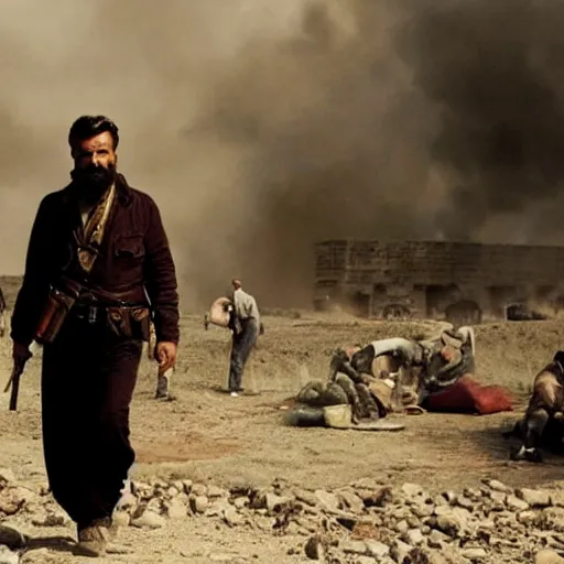 Image similar to kurdish communist in a movie directed by christopher nolan, movie still frame, promotional image, imax 7 0 mm footage