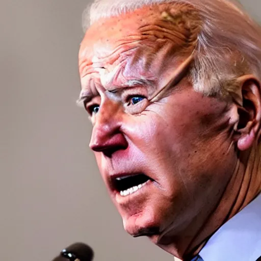 Prompt: joe biden in bed with chicken pox giving a speech,