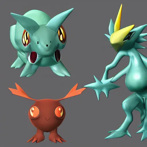 Image similar to pokemon that doesn't exist, 3 d rendered