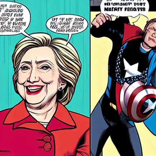 Image similar to Hillary Clinton in a Marvel Comic Book